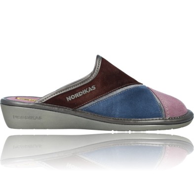 Calzados Vesga Zapatillas de Casa de Piel sin Talón para Mujer de Nordikas Top Line Sra 1362-0 color multi rosa foto 1