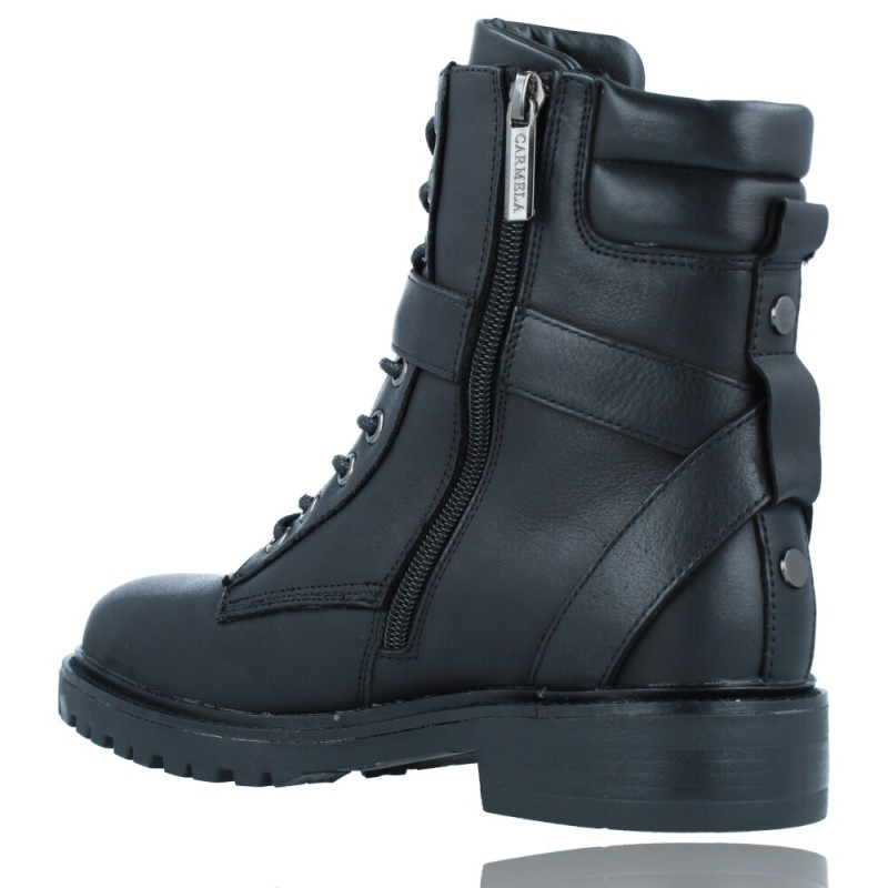 Botas Militares Moteras con Hebilla y Cordones de Piel para Mujer de  Carmela 67917