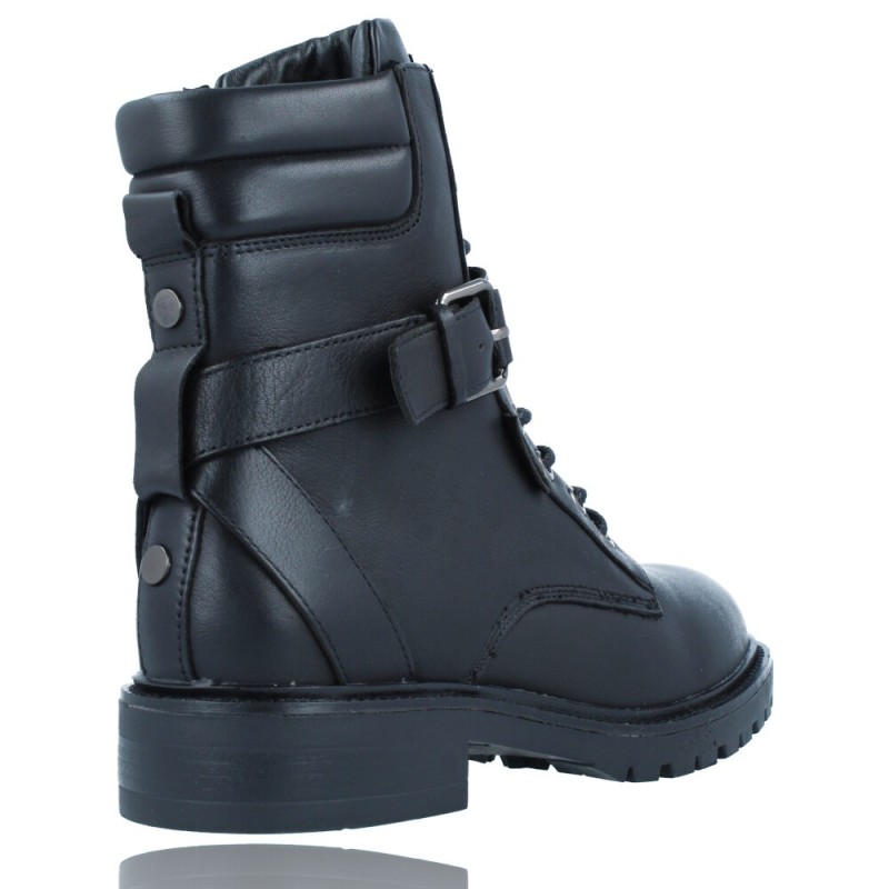 Botas Militares Moteras con Hebilla y Cordones de Piel para Mujer de  Carmela 67917