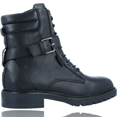 Botas Militares Moteras con Hebilla y Cordones de Piel para Mujer de Carmela  67917