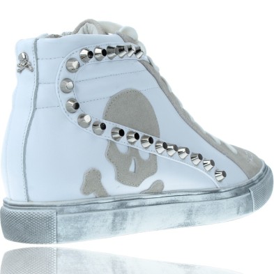 Zapatillas Deportivas Botines Sneakers de Piel para Mujer de Scalpers Studs  30069