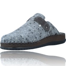 Calzados Vesga Zapatillas de Casa de Piel sin Talón Pantuflas para Hombres de Walk&Fly 9289-19100 color gris foto 4