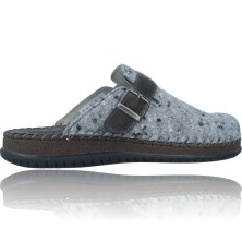 Calzados Vesga Zapatillas de Casa de Piel sin Talón Pantuflas para Hombres de Walk&Fly 9289-19100 color gris foto 9