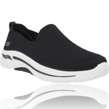Calzados Vesga Zapatillas Deportivas sin Cordones para Mujer de Skechers Go Walk Arch Fit 124418 color negro foto 2