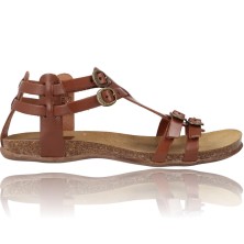 Calzados Vesga Sandalias Planas Romanas de Piel para Mujer de Kickers Ana 281777-50 color marrón foto 1