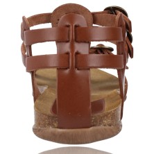 Calzados Vesga Sandalias Planas Romanas de Piel para Mujer de Kickers Ana 281777-50 color marrón foto 7