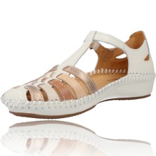 Calzados Vesga Sandalias Casual de Piel para Mujer de Pikolinos P.Vallarta 655-0843C2 color nata foto 4