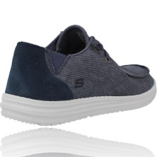Calzados Vesga Zapatos Casual Wallaby de Loneta Hombre de Skechers 66387 Melson Raymon color azul foto 8