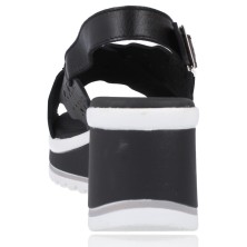 Calzados Vesga Sandalias Casual con Cuña de Piel para Mujer de Pepe Menargues 10662 color negro foto 7