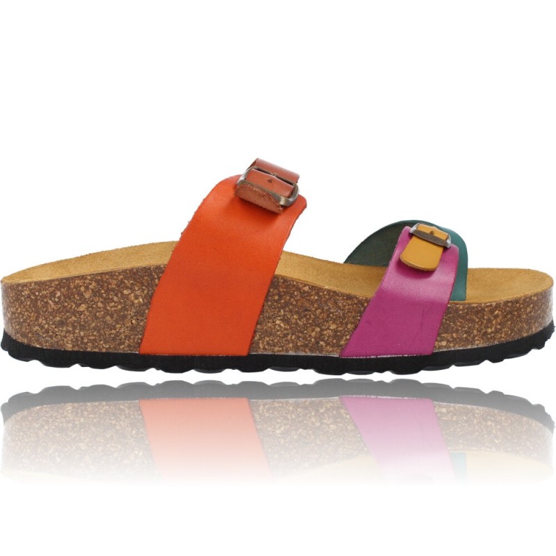 Flache Bio-Ledersandale für Damen von Okios 938 Manila-004
