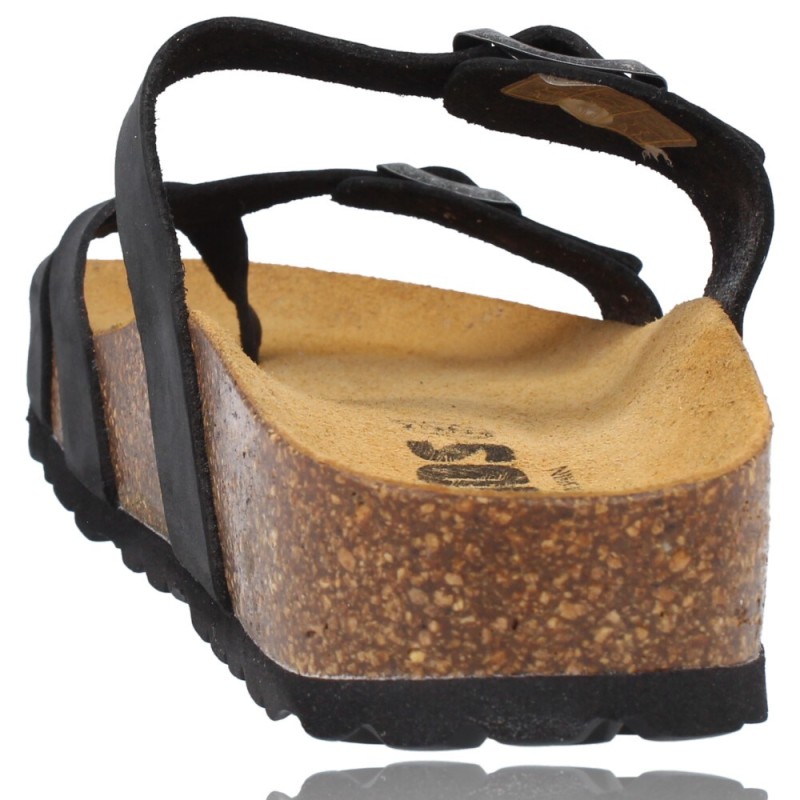 Flache Bio-Ledersandale für Damen von Okios 938 Manila-004