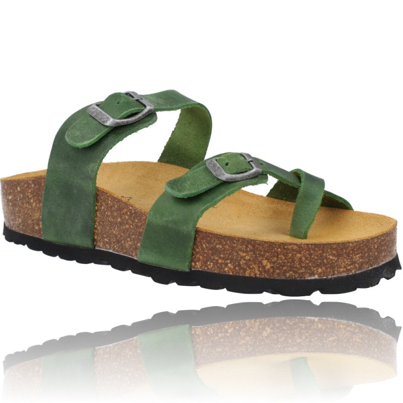 Flache Bio-Ledersandale für Damen von Okios 938 Manila-004