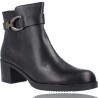 Women&#39;s Leather Ankle Boots with Plumers Heel 5245