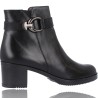 Women&#39;s Leather Ankle Boots with Plumers Heel 5245