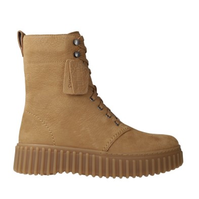 Clarks Torhill Style Tan Botines Cordones Cuña Mujeres