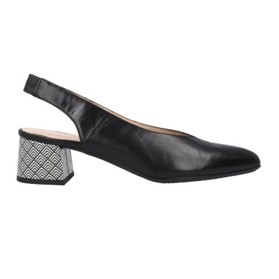 Barminton 6032 – Women’s Slingback Heels with Mid Geometric Heel
