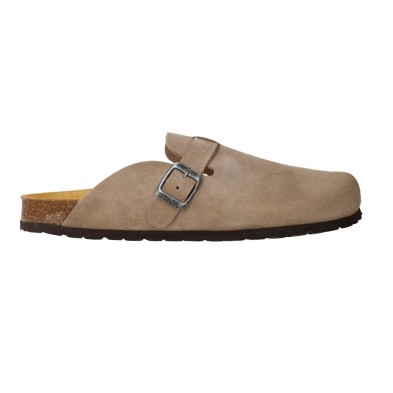 BNK Shoes 1528 Herren Clogs aus Wildleder mit Schnalle – Stone