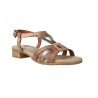 Leyland 5615 Sandales Femme Beige Cuir Brides Géométriques Talon Bas Bois