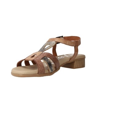Leyland 5615 Damen Sandalen Beige Leder Geometrische Riemen Niedriger Absatz