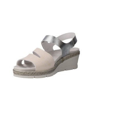 Suave 3053 Women’s Beige Leather Platform Sandals with Velcro