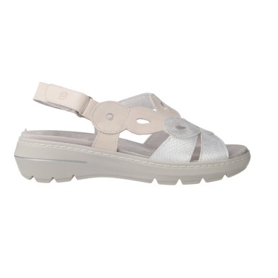 Suave 3223 Women’s Silver Cross-Strap Leather Sandals