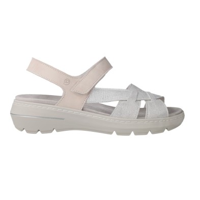 Suave 3221 Sandalias Velcro Plantilla Extraíble Plata Piel Mujer