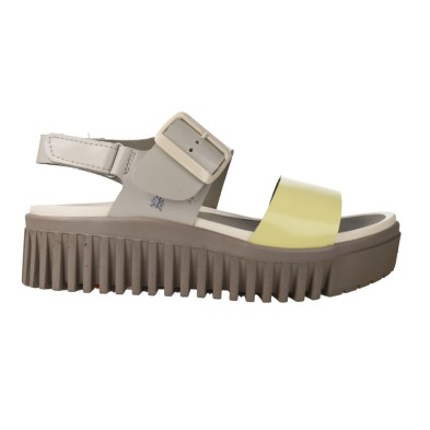Art Brighton 1578 Cinder Damen Plateau-Sandalen – Bicolor Zitronengelb