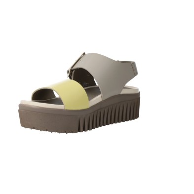Art Brighton 1578 Cinder Damen Plateau-Sandalen – Bicolor Zitronengelb