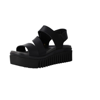 Sandales plateforme femme Art Brighton 1573 en cuir noir avec fermeture velcro