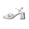 Sandali con Tacco Donna Wonders G-6820 Zaida 20 — Sandalo Metallizzato con MemoryGel e Tacco a Blocco in Argento e Platino