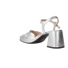 Sandales à Talon Femme Wonders G-6820 Zaida 20 — Cuir Métallisé avec MemoryGel et Talon Bloc en Argent et Platine