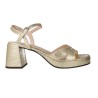 Sandali con Tacco Donna Wonders G-6820 Zaida 20 — Sandalo Metallizzato con MemoryGel e Tacco a Blocco in Argento e Platino