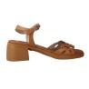 Sandali con Tacco Medio Wonders D-2301 Moai — Pelle Traforata con MemoryGel e Tacco a Blocco in Cuoio e Nero