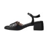 Sandali con Tacco Medio Wonders D-2301 Moai — Pelle Traforata con MemoryGel e Tacco a Blocco in Cuoio e Nero