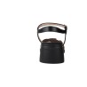 Wonders D-2301 Moai Damen Sandaletten mit Mittelhohem Absatz — Leder Gelochtes Blumenmuster mit MemoryGel in Tan & Schwarz