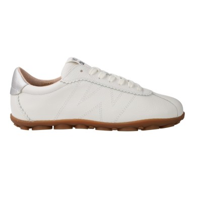 Sneakers Donna in Pelle Wonders AP-2102 Nysa — Bianco Panna & Argento con Suola Gum Retrò