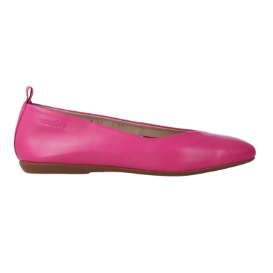 Wonders A-86141 Sauvag Damen Leder-Ballerinas — Minimalistische V-Ausschnitt Slipper in Fuchsia & Schwarz