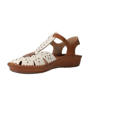 Pikolinos P. Vallarta 655-0841C1 Women’s Casual Wedge Sandals in Cream/Brandy