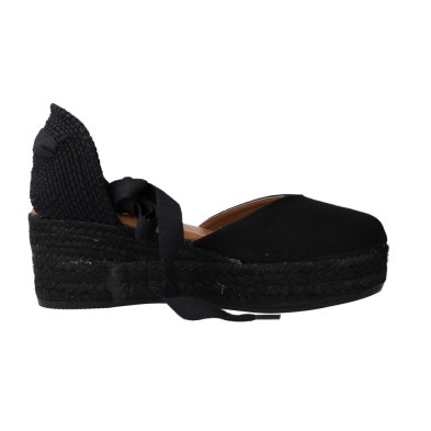 Viguera Lino 2073 Damen Plateau-Espadrilles aus Leinen in Natur & Schwarz