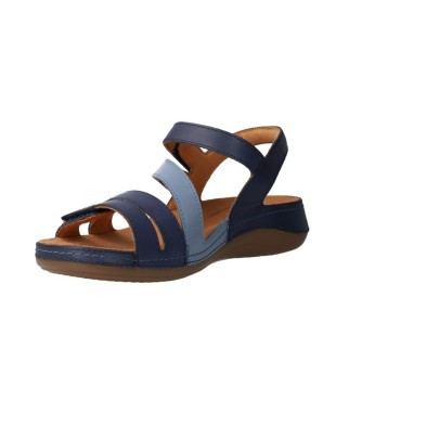 Sandales Confort en Cuir à Triple Velcro pour Femme Clarks Cecily Mix – Bleu / Beige