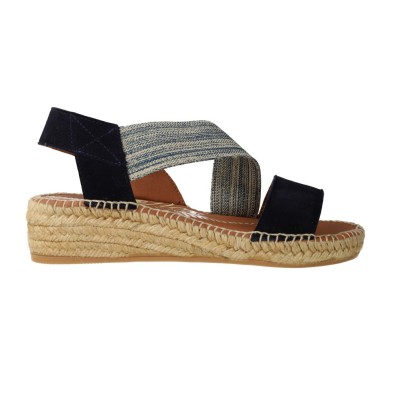 Viguera Vitelo 2331 Damen Handgemachte Jute Flex Sandalen – Blau (Ocean) / Braun (Whisky)