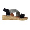 Sandali Bio in Pelle e Juta Fatti a Mano da Donna Viguera Vitelo 2331 – Blu (Ocean) / Marrone (Whisky)