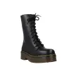 Vesga Nifty Panzer Botas Altas Militares Plataforma Piel Negro Unisex