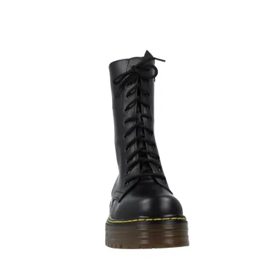 Nifty Panzer Tall Platform Leather Combat Boots Unisex Black