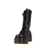 Vesga Nifty Panzer Botas Altas Militares Plataforma Piel Negro Unisex