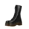Vesga Nifty Panzer Botas Altas Militares Plataforma Piel Negro Unisex