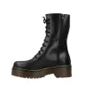 Nifty Panzer Tall Platform Leather Combat Boots Unisex Black