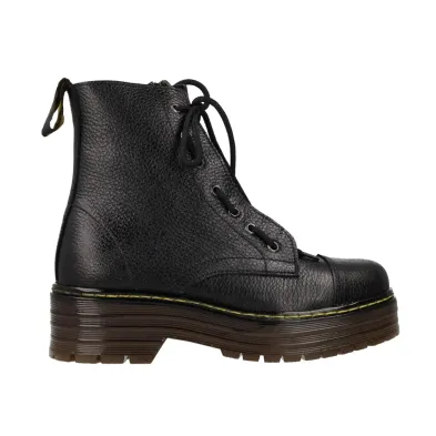 Vesga 1014 Black Leather Double Platform Lace-Up Boots Women's