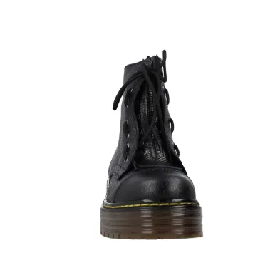 Vesga 1014 Anfibi Alti Doppia Plateau Pelle Nera Lacci e Zip