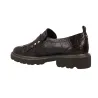 Carmela 164359 Women's Croc-Effect Leather Fringed Loafers Brown